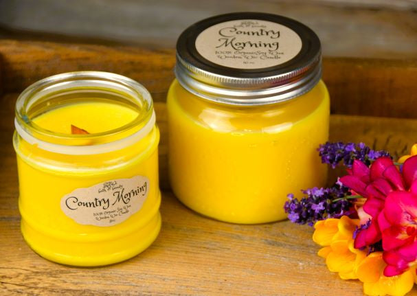 Country Morning Soy Wax Wooden Wick Candle 16oz.